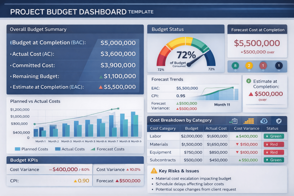 How to Create a Project Budget Dashboard 2 Pmintelli Dashboard Example